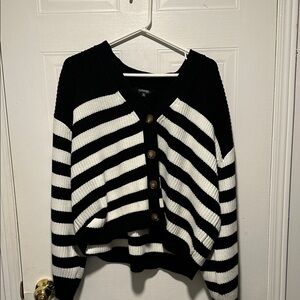 Joe Fresh Black and White Striped Cardigan